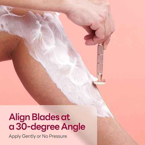 Rose Gold Double-Edge Safety Razor, Single-Blade Razors with 5 Stainless Steel Blades, Reusable Metal Razor for Men and Women