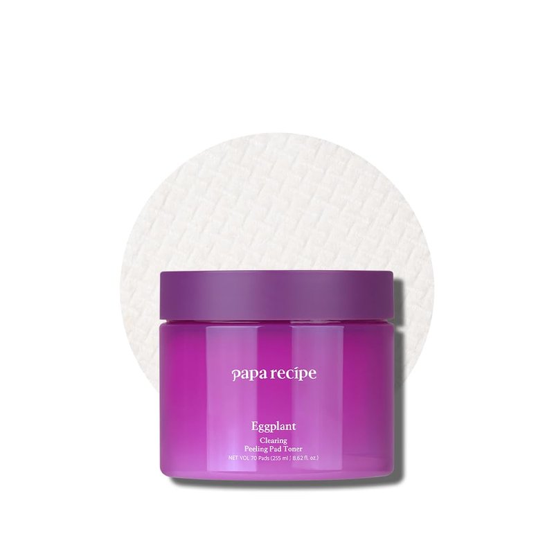 Papa Recipe Clearing Exfoliating Toner Pads – Dual-sided Korean Skin Care Pads with 1,000ppm of Eggplant Extract, AHA BHA PHA - Exfoliates, Hydrates & Smooths Skin Texture for Sensitive Skin - 70ct
