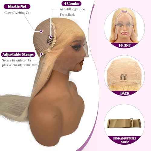 613 Blonde Lace Front Wig Human Hair 22 Inch Body Wave 13x6 HD Transparent Blonde Wigs Pre Plucked Glueless 180 Density