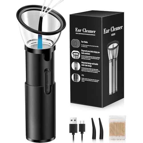 Ear Wax Removal-Electric Ear Cleaner, Retractable Ear Cleaning Kit, Safe Ear Wax Removal Tool, Effective Ear Irrigation Flushing System, Waterproof Ear Washer for Humans with 4 Pressure Modes