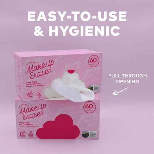 MakeUp Eraser Cloud Clean Eco Towelettes, Certified 100% USDA Biobased Face Towel, Biodegradable Disposable Face Towelette, Dry Wipe Made From Ultra Soft, 100% Eucalyptus Fibers, 60ct., 1 pack