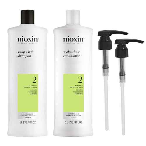 Nioxin Shampoo & Conditioner Liter Duo Sets | Prepacks with Pumps Included | Systems 1-4 | For Natural, Colored, & Damaged Hair with Light to Progressed Thinning | Strengthen & Boost Hair Density