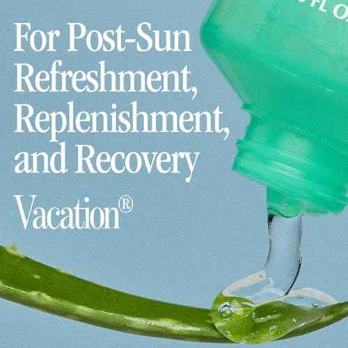 VACATION Mini After Sun Gel, Travel Size Soothing Aloe Vera Gel for Sunburn Relief, Hydrating & Cooling, Non-Sticky Aftersun Care, 1oz (Value Pack of 6)