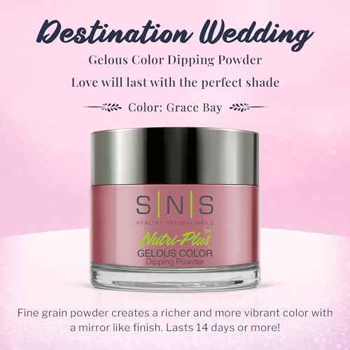 SNS Nail Dip Powder, Gelous Color Dipping Powder - Grace Bay (Purple/Mauve Rose, Cream) - Long-Lasting Dip Nail Color Lasts 14 Days - Low-Odor & No UV Lamp Required - 1.5oz