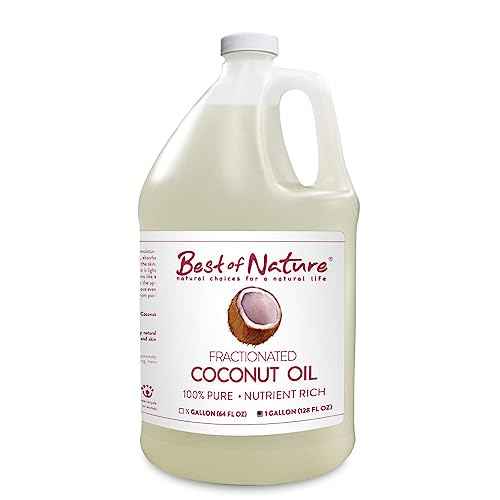 Best of Nature 100% Pure Fractionated Coconut Oil - Natural Massage Oil, Unscented Moisturizer for Men and Women, for Skincare and Hair Care, Carrier for Essential Oils, Gallon (128 fl oz)