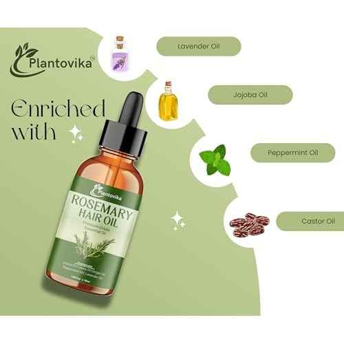 Rosemary Oil for Hair Growth, Enriched with Jojoba, Castor, Argan, Peppermint & Lavender Oils, Scalp & Hair Strengthening Treatment, 1.69 oz