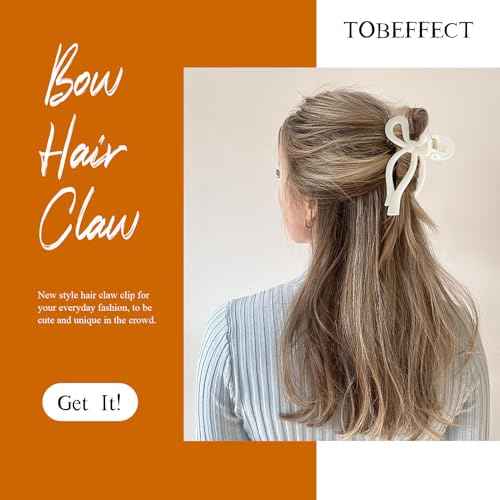 Tobeffect Hair Clip, 6 Pcs Plastic Cute Large Bow Hair Claws, Nonslip Fashion Hair Clips Accessories Gifts for Women Teen Girls