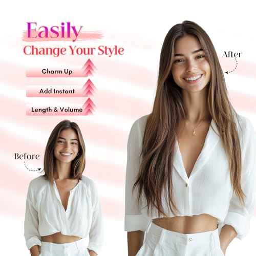 Rich Choices 100% Real Human Halo Hair Extensions for Women Remy Halo Extension Invisible Wire Hairpiece Clip in One Piece Hairpiece Upgrade Adds Weight 80g 16 Inch #4 Medium Brown