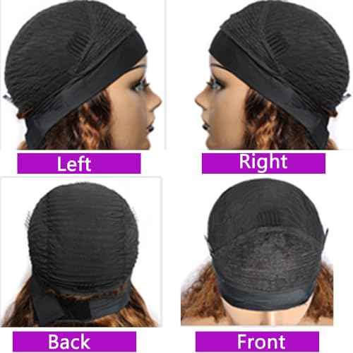 Ombre Headband Wig Human Hair #4/27 Highlight Body Wave Headband Wig Glueless None Lace Front Wig Brazilian Virgin Human Hair Wigs for Black Women Wear andGo Wig 180% Density 20 inch