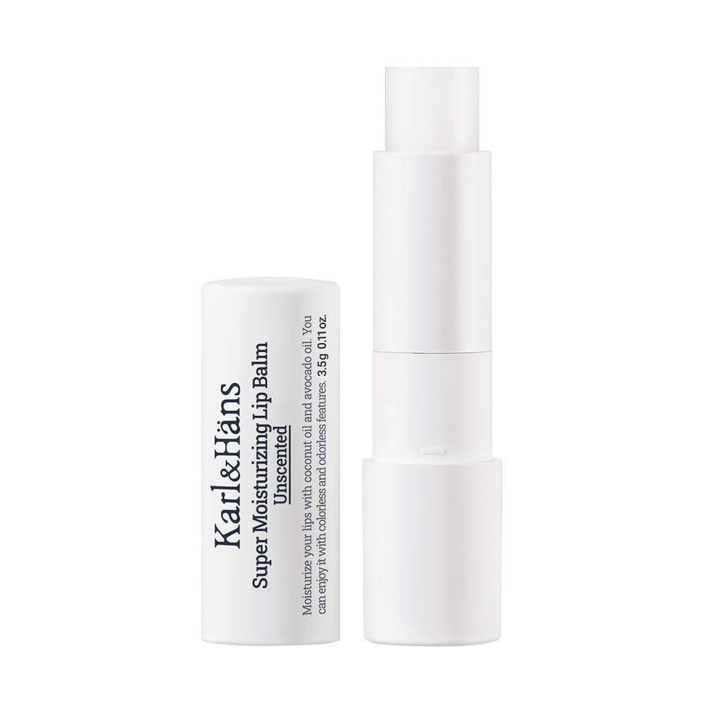 Karl&Hans Super Moisturizing Lip Balm - Unscented with Coconut & Avocado Oil for Lip Repair and Care, Soothes and Hydrates Dry Lips with Natural and Nourishing Formula - 1 Count