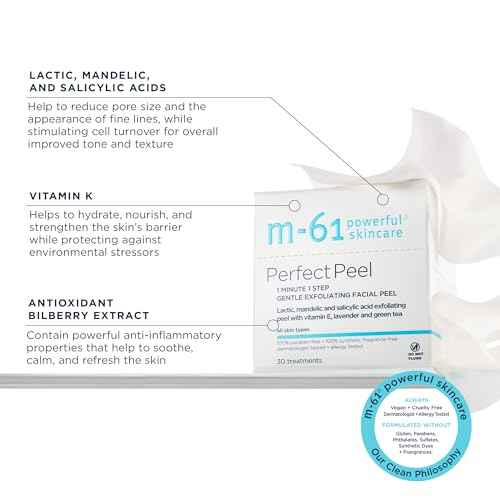 m-61 Perfect Peel | Gentle Exfoliating Facial Peel With Lactic, Mandelic, Salicylic Acid. For Sensitive Skin Or Lighter Daily Exfoliation. 1 Minute, 1 Step