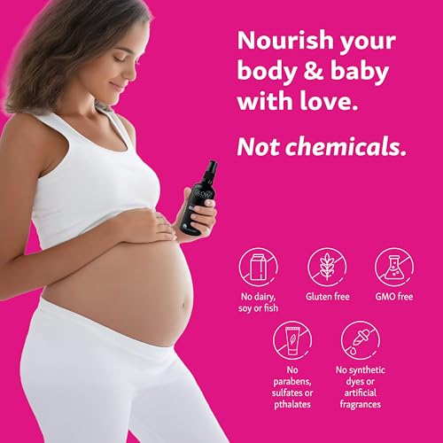 Glow Organics Belly Oil for Pregnancy, Prevents Stretch Marks & Scars, Organic Maternity Skincare, Fast-Absorbing, Pregnancy Safe Daily Ritual, 95ml