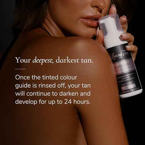 Loving Tan Platinum Self Tanning Mousse, Dark - Streak Free, Natural Looking, Professional Quality Sunless Tanner- 10+ Self Tan Applications per Bottle, Cruelty Free, Naturally Derived DHA- 6.7 Fl Oz