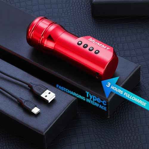 Mummy Tattoo Rotary Cartridge Machine Rotary Battery Pen with1500mAh Digital LED Display for Tattoo Equipment Supply (red)