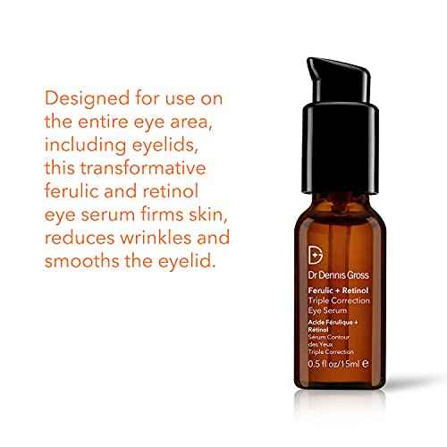 Dr Dennis Gross Ferulic + Retinol Triple Correction Eye Serum: for Wrinkles, Loss of Elasticity, and Rough Texture, 0.5 fl oz