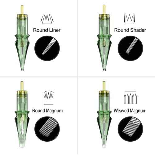 50Pcs Tattoo Needles Assorted, Solong Pro Disposable Tattoo Needles Size #12 Round Liner -10Pcs each of 1RL,3RL,5RL,7RL,9RL Tattoo Cartridge Needles EN01S-50KIT-Q