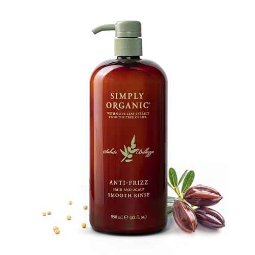 SIMPLY ORGANIC Frizz Control Deep Scalp & Hair Conditioner, Made in Italy, All Natural Cruelty Free Hair Care for Women & Men, Aloe, Jojoba Oil, Olive Leaf Extract, 32 fl oz/958 ml, ANTI-FRIZZ