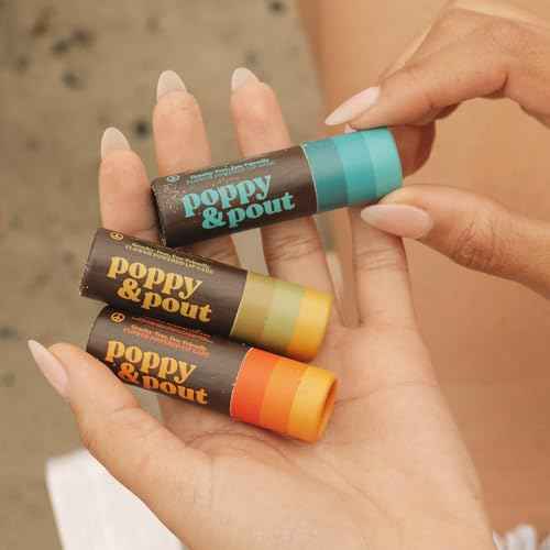 Jumbo Lip Balm Gift Set (3-Pack, Retro Surf) | Poppy & Pout All Natural Lip Balms & Moisturizers | Hydrates with Beeswax, Vitamin E, Organic Coconut Oil | Cruelty-Free | Recyclable Cardboard Tube