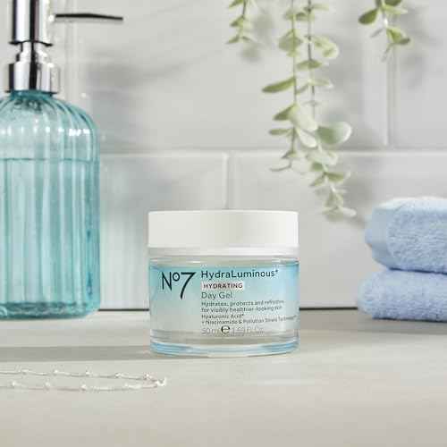 No7 HydraLuminous+ Hydrating Day Gel Moisturizer - Hyaluronic Acid and Vitamin B3 Niacinamide Face Moisturizer to Hydrate, Protect & Refresh Skin - Supports Skin Barrier Repair (1.69 Fl Oz)