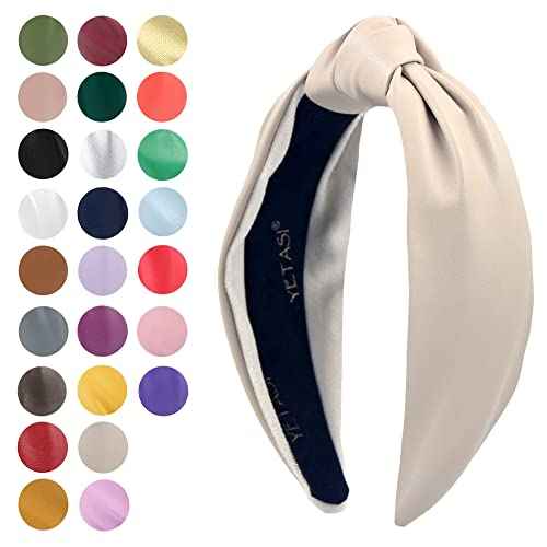 Ivory Warm Stylish Cream Headbands for Women Leather Knotted Headband is a Fashion Head band. Wearable All Day, Beige Headbands for Girls are Top Knot Fashion Designer for Womens Hair