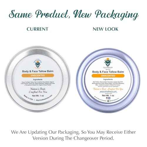 Grass Fed Beef Tallow Balm for Face and Body with Shea Butter, Organic Jojoba Oil, Honey, and Beeswax ? Beef Tallow for Skin ? Unscented Balm ? 1 oz