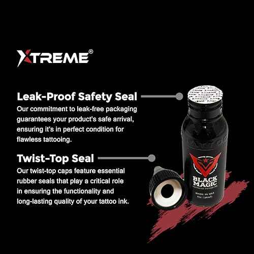 Xtreme Tattoo Ink, Versatile Medium Viscosity for Precision Tattooing, Rich Hue, Quick Healing, Acrylic-Free, Water Based and Premium Quality, Ready-to-Use Tattoo Ink (Extra Black, 4 oz)