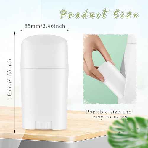 18 Pack 1.7oz Empty Deodorant Containers Top-Fill DIY Deodorant Tubes Refillable Plastic Cosmetic Containers For Deodorant Lip Balm Aromatherapy Etc.