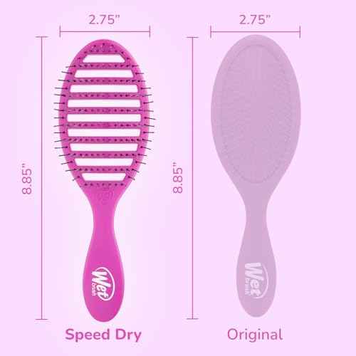 Wet Brush Speed Dry Detangling Brush, Vented Design for Fast Blow Drying - Ultra-Soft HeatFlex Bristles for Pain-Free Knot Removal - All Hair Types (Pink & Purple, 2 Pack)