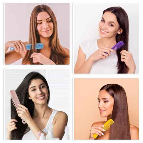 50 Pcs Hair Brush and Comb Set in Bulk for Homeless Individually Wrapped, Bulk Comb Brush Hairbrush for Women Kids Hotel Homeless Charity (Bright Color)