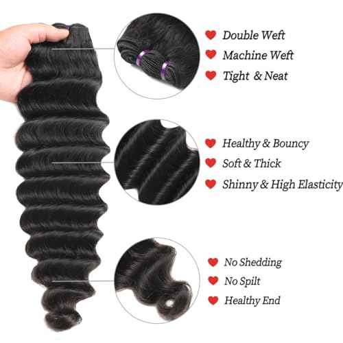Loose Deep Wave Bundles Human Hair 3 Bundles 16A Loose Deep Curly Bundles Human Hair Wet and Wavy Bundles Brazilian Virgin Loose Deep Wave Human Hair Bundles Deep Curly Human Hair Extensions