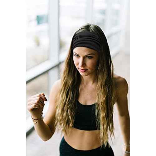 Huachi 4 Packs Bow Headbands for Women Girls, Wide Head Bands for Women's Hair Non Slip Soft Elastic Hair Bands, African Thick Workout Gym Turban Bandanas Head Wraps Hair Accessories (Fashion)