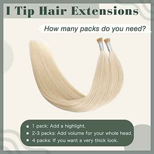 Sixstarhair Blonde I Tip Hair Extensions - Real Human Hair, Ash Blonde, Silky Straight Keratin, 22 Inch, 50g, 50 Strands