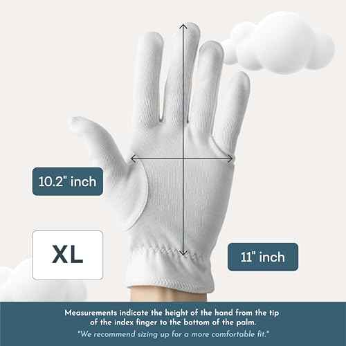 4 Pairs Cottonnerie Original Cotton Gloves for Dry Hands Sleeping, Moisturizing Gloves Overnight, Hand Moisturizer Gloves, Moisture Gloves for Dry Hands Overnight, Sleeping Gloves, X-Large