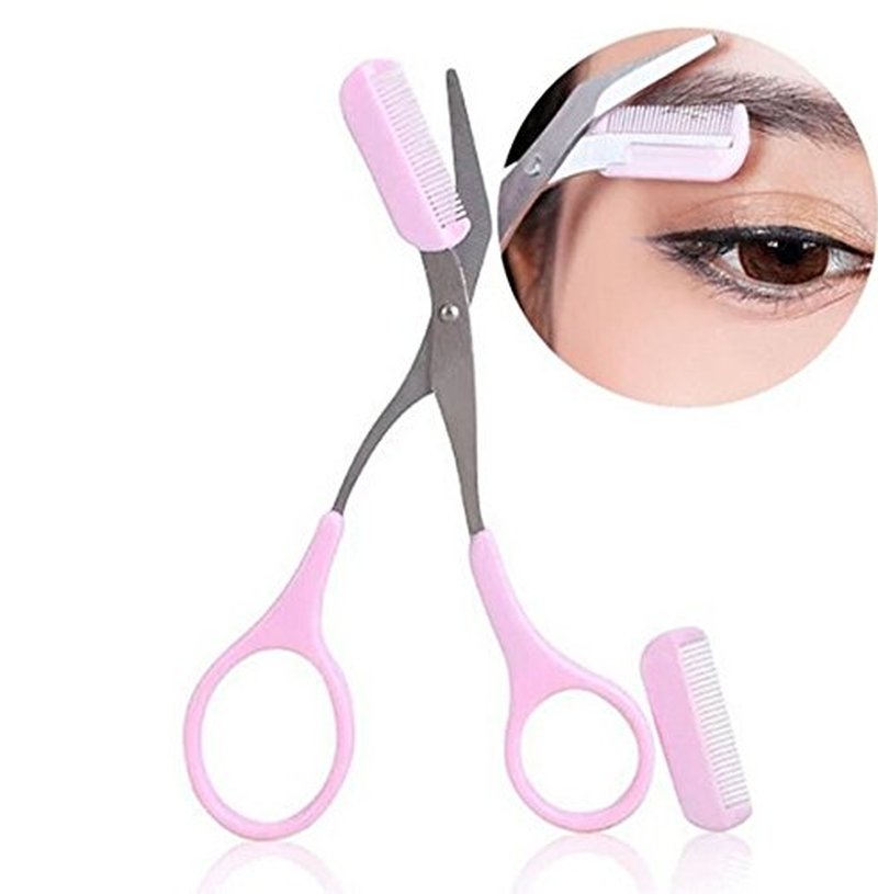 Eyebrow Comb Scissors - Precision Trimmer for Eyebrow & Eyelash Grooming | Beauty Tool Set with Free Comb