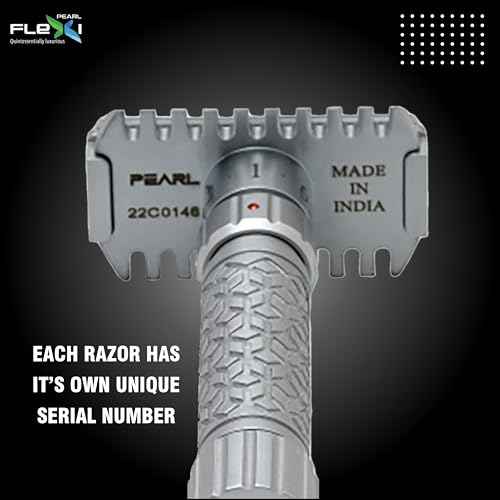 Pearl Flexi Open Comb Adjustable Safety Razor - Made of 100% Brass Metal | Adjustable from 1 to 6 | Men's Shaving Razor for Fathers Day Gift