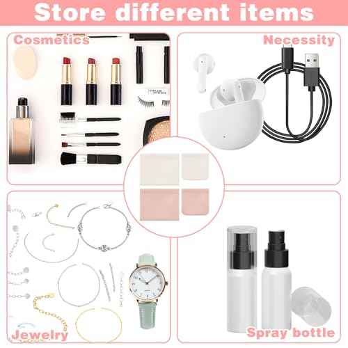 4Pcs Small Makeup Bag, Travel Storage Pouch for Women, Press Buckle Cosmetic Organizer for Lipstick, Jewelry and Purse