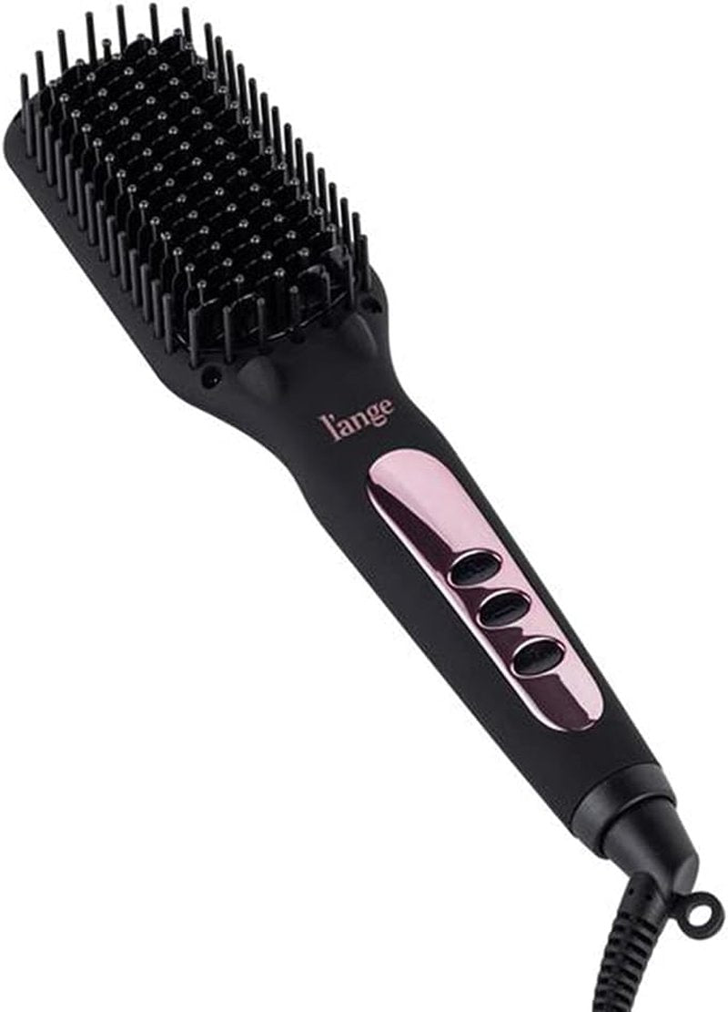 L'ANGE HAIR Straightening Brush - Heated Tool for Smoother, Frizz-Controlled Hair | Dual-Voltage Ceramic Hot Brush (Black)