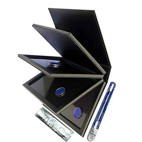 Strong 4 Layers Empty Magnetic Palette Book Palette+1pcs Makeup Depotting Spatula+50pcs Round Metal Stickers+50pcs Square Metal Stickers