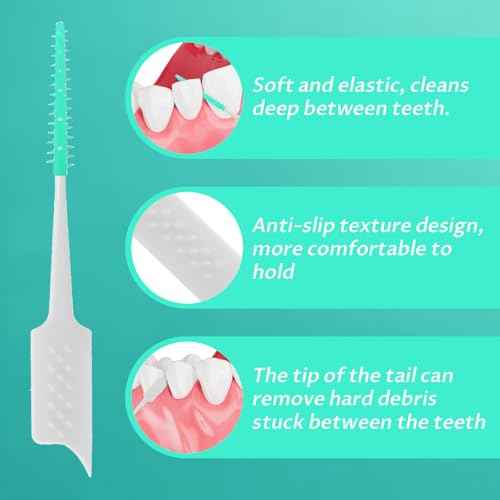 300 Pcs Dual-Use Interdental Brushes Disposable Dental Picks Soft Silicone Interdental Brush Premium Dental Floss Picks for Adults Teeth Health Cleaning Tools (Green)