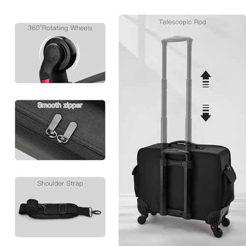 Rolling Makeup Case Cosmetology Case on Wheels Extra Large Cosmetic Artist Bag Portable TravelCase for Hairstylists Nail Tech Traveling Professional Make Up Train Suitcase Carts Trolley, Black