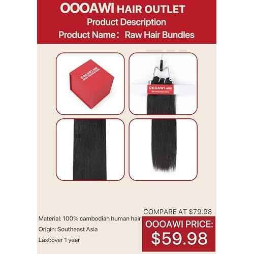Raw Indian Hair Single Bundles 15A Straight Bundles Human Hair Triple Lifespan Than Virgin Hair Bundles,Keep Silky And Soft After Multiple Washes, Boutique's Quality-Half The Price(18 Inch)