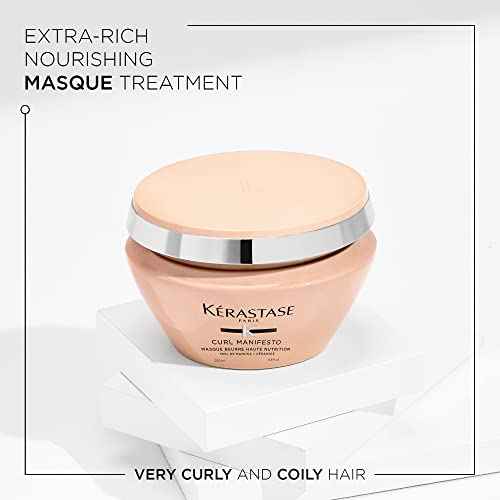 Kerastase Curl Manifesto Beurre Haute Nutrition Strenghening Hair Mask For All Wavy, Curly and Coily Hair - Prevents Breakages, Softens and Adds Shine, 6.8 Fl Oz