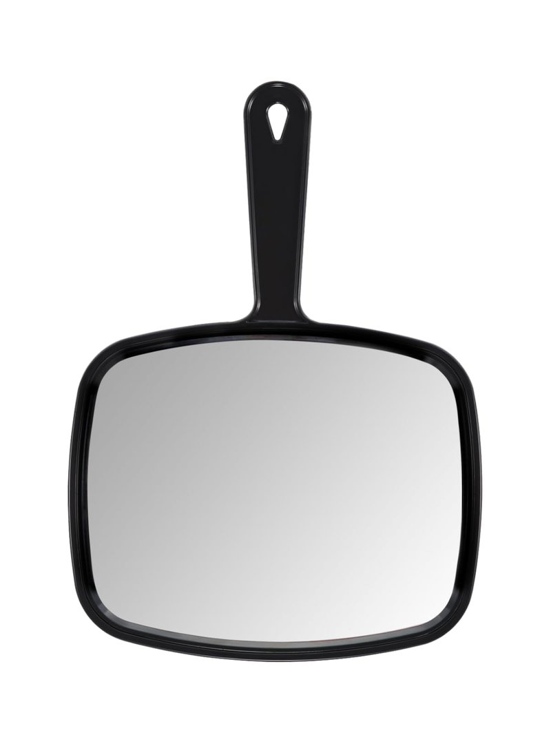 PROTECLE Hand Mirror,9.3" L x 6.7" W Salon Barber Hairdressing Handheld Mirror with Handle, Square Black
