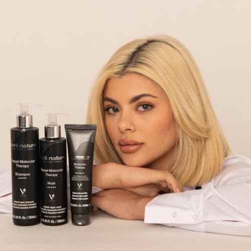 abril et nature - Professional Repair Hair Care Set - Molecular Therapy - Shampoo, Mask, and Serum Pack for Damaged, Overworked, or Ageing Hair - Restores and Repairs - 550 ml