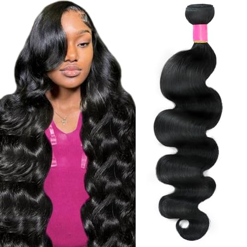 Body Wave Bundles Human Hair Extensions 32 Inch 100% Unprocessed Brazilian Human Hair Bundle Natural Black Hair Extensions (BW-1-bundle, 32inch)