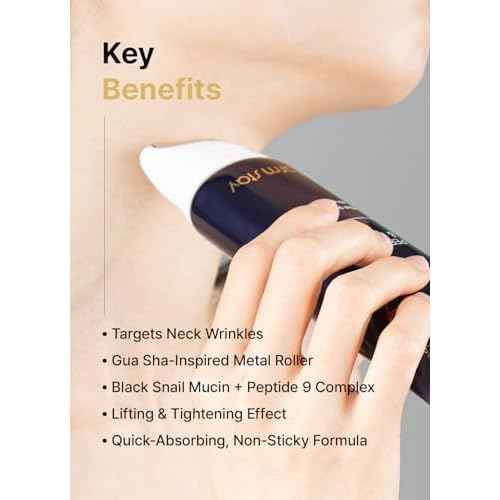 Farmstay Black Snail & Peptide 9 Perfect Facial & Neck Roller Serum ? Firming & Lifting, Deep Hydration & Skin Elasticity, Snail Mucin & 9 Peptides for Youthful Glow & Smooth Skin, 100ml