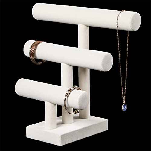 3 Tier Bracelet Holder,Bracelet Displays for Selling,Jewelry Display Stand for Bangles Necklaces Hair ties Scrunchies Watches (Beige)