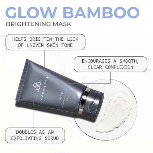 COSMEDIX Glow Bamboo Brightening Facial Mask - PM Exfoliating Facial Scrub for Tired, Dull & Uneven Skin - Anti-Aging Gentle Night Face Exfoliator with Bamboo & Niacinamide - All Skin Types