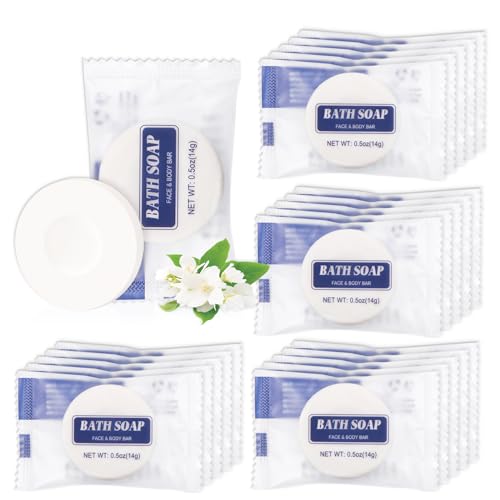 Bulk Bar Soap Round, 200 pcs Mini Soap Bars Bulk Individually Wrapped, 0.5 oz Travel Soap Small Hotel Soaps Travel Size Toiletries for Hotel Bathroom(Round)