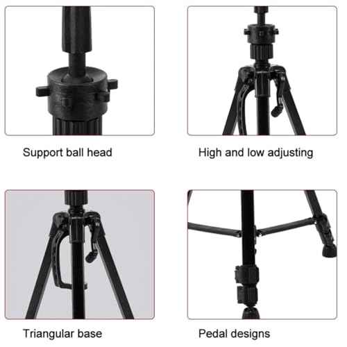 Mannequin Head Stand, 57 Inch Adjustable Wig Stand Tripod Metal Upgrade Foldable Wig Tripod Stand for Cosmetology Hairdressing Training